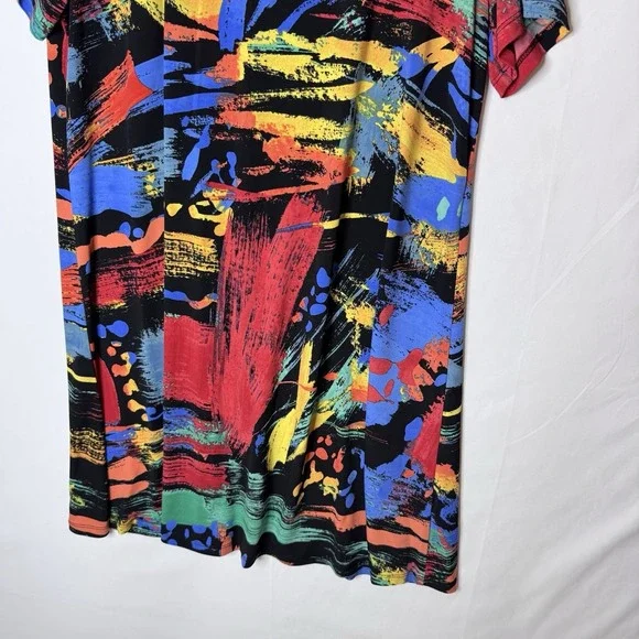 Jess & Jane Aspen Dress Sz L Bold Abstract Comfortable Artsy Art Wear Colorful - Picture 3 of 11